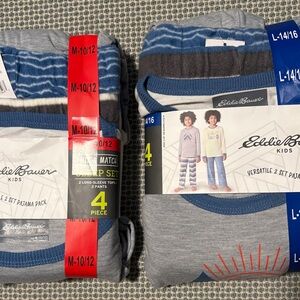 4 piece Eddie Bauer Kids Blue and Grey Pajama Set